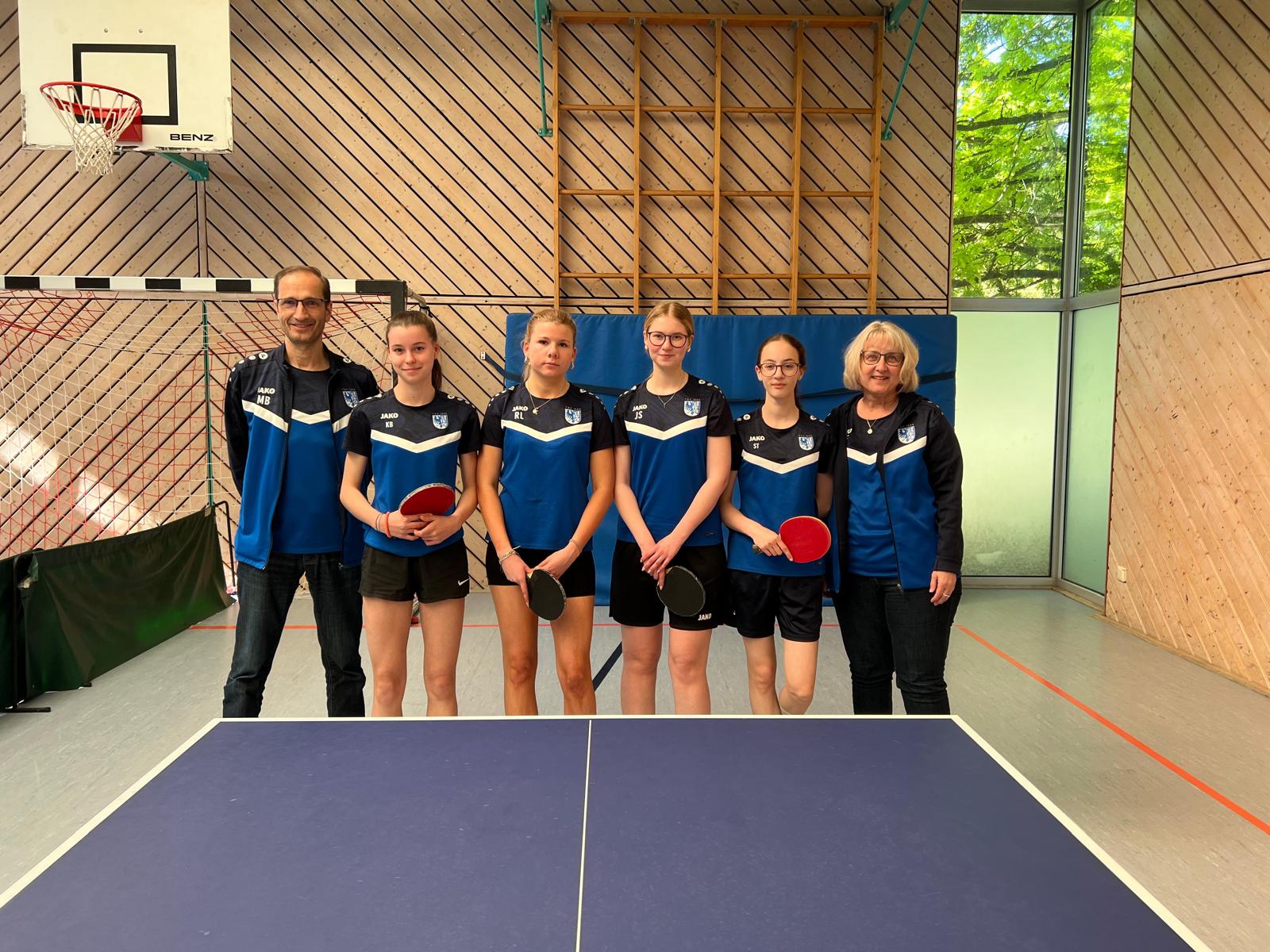 Mannschaftsaufstellung in Besigheim: v.l.n.r Matthias Brenner (Jugendleiter), Katharina Bolle, Ronja Lange, Jennifer Stein, Sarah Tentscher, Conny Frisch (Übungsleiterin)